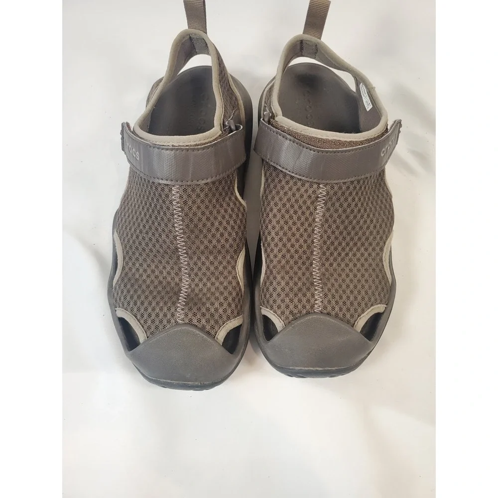 Crocs Swiftwater Mesh Deck Sandal Mens 10 Espresso Brown Water Shoe